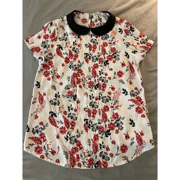 Red Herring Tops - Red Herring SZ 14 Floral Short Sleeve Blouse